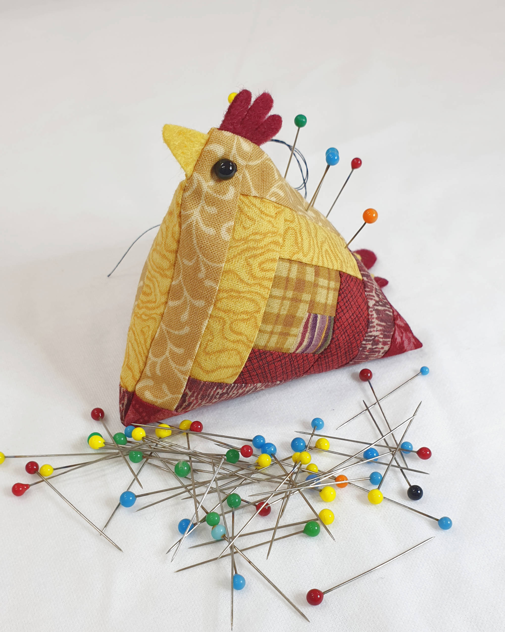 handmade-chicken-pin-cushion-red-burgundy-left-side-2000